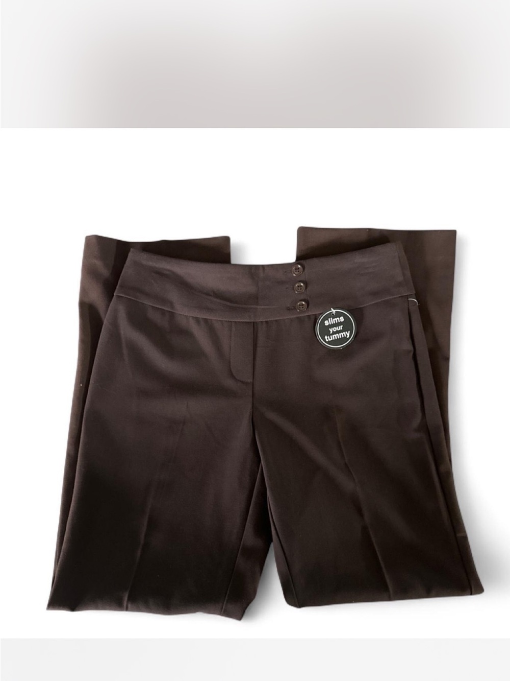 Slim Tummy High-Waist Brown Dress Trouser Pants